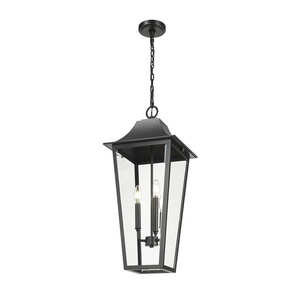 Z-Lite Gannon Black 3 Light Outdoor Chain Mount Ceiling Fixture