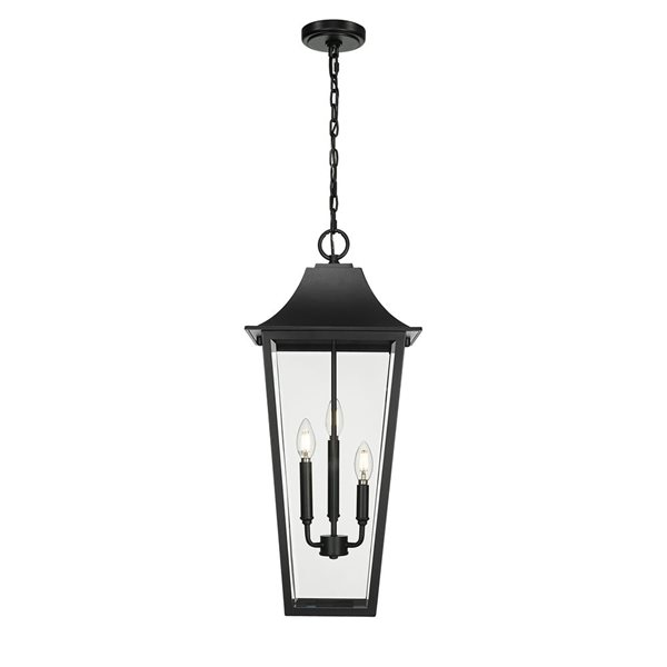 Z-Lite Gannon Black 3 Light Outdoor Chain Mount Ceiling Fixture