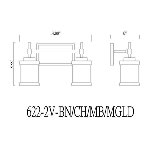 Z-Lite Cadoc Matte Black 2 Light Vanity