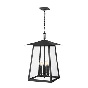 Z-Lite Rainer Black 6 Light Outdoor Chain Mount Ceiling Fixture