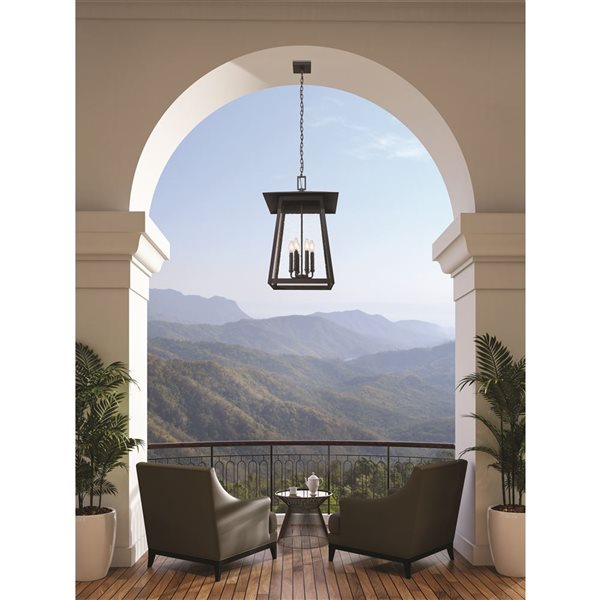 Z-Lite Rainer Black 6 Light Outdoor Chain Mount Ceiling Fixture