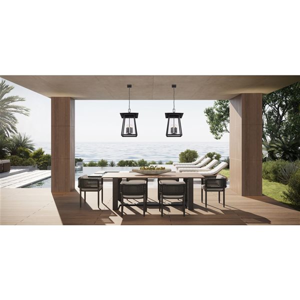 Z-Lite Rainer Black 6 Light Outdoor Chain Mount Ceiling Fixture