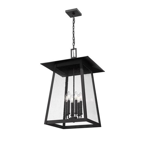 Z-Lite Rainer Black 6 Light Outdoor Chain Mount Ceiling Fixture