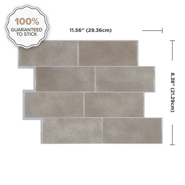 Smart Tiles Metro Cologne 11.56-in x 8.38-in Beige 3D Peel and Stick Self-Adhesive Wall Tiles - 4-Pack