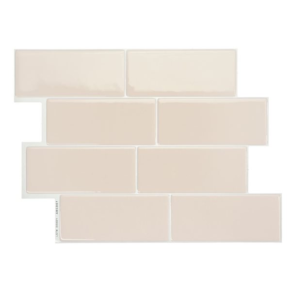 Smart Tiles Metro Tripoli 11.56-in x 8.38-in Beige 3D Peel and Stick Self-Adhesive Wall Tiles - 4-Pack