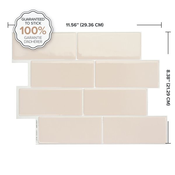 Smart Tiles Metro Tripoli 11.56-in x 8.38-in Beige 3D Peel and Stick Self-Adhesive Wall Tiles - 4-Pack