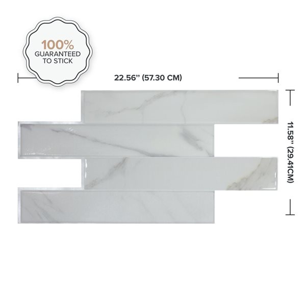 Smart Tiles Norway Asti 22.56-in x 11.58-in Grey 3D Peel and Stick Self-Adhesive Wall Tiles - 2-Pack