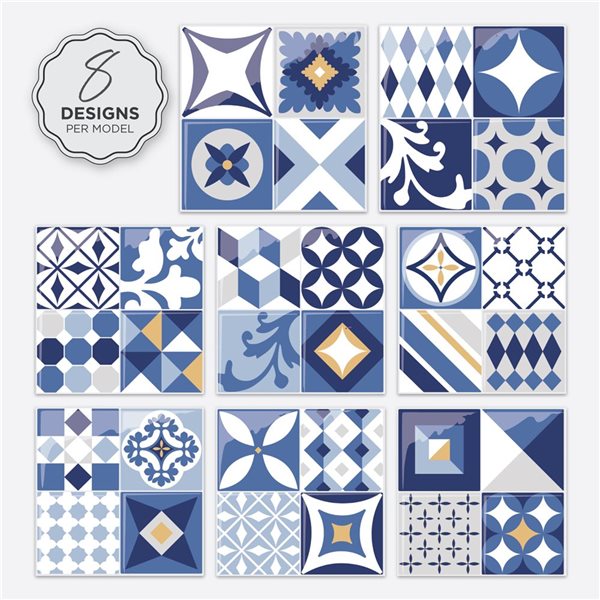 Smart Tiles Vintage Azur 9-in x 9-in Multicolor 3D Peel and Stick Self-Adhesive Wall Tiles - 4-Pack