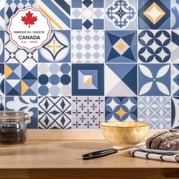 Smart Tiles Vintage Azur 9-in x 9-in Multicolor 3D Peel and Stick Self-Adhesive Wall Tiles - 4-Pack