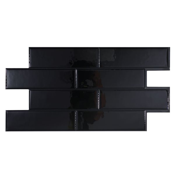 Carreaux muraux autocollants Nero Oslo de Smart Tiles 3D noir 22,56 x 10,88 po, lot de 2