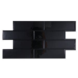 Carreaux muraux autocollants Nero Oslo de Smart Tiles 3D noir 22,56 x 10,88 po, lot de 2