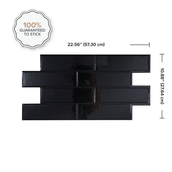 Smart Tiles Oslo Nero 22.56-in x 10.88-in Black 3D Peel and Stick Self-Adhesive Wall Tiles - 2-Pack