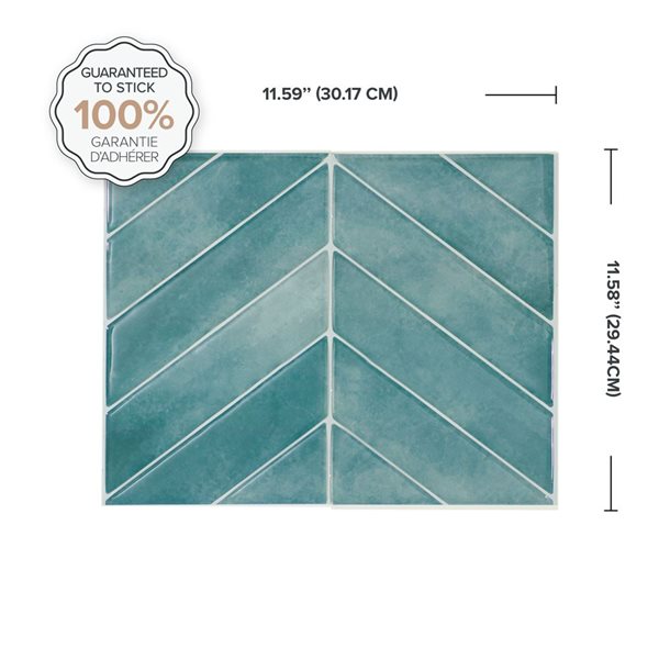 Smart Tiles Chevron Taby 11.43-in x 9-in Blue 3D Peel and Stick Self-Adhesive Wall Tiles - 4-Pack