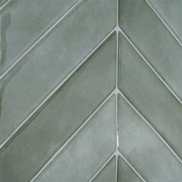 Carreaux muraux autocollants Solna Chevron de Smart Tiles 3D vert 11,43 x 9 po, lot de 4