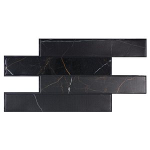 Carreaux muraux autocollants Dorato Norway de Smart Tiles 3D noir 22,56 x 11,58 po, lot de 2