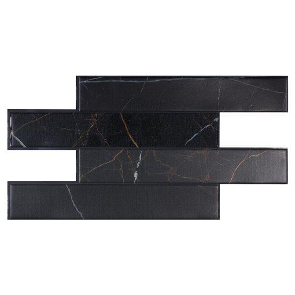 Smart Tiles Norway Dorato 22.56-in x 11.58-in Black 3D Peel and Stick Self-Adhesive Wall Tiles - 2-Pack