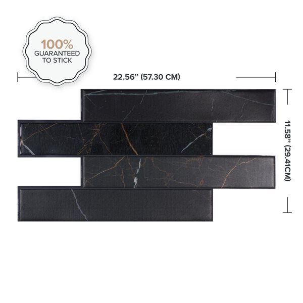 Smart Tiles Norway Dorato 22.56-in x 11.58-in Black 3D Peel and Stick Self-Adhesive Wall Tiles - 2-Pack