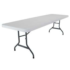 Table pliante commerciale Lifetime 96 x 30 po avec plateau en polyéthylène blanc, 1 unité