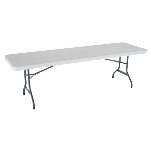 Table pliante commerciale Lifetime 96 x 30 po avec plateau en polyéthylène blanc, 1 unité