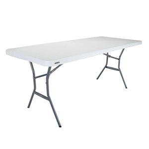 Lifetime 72 x 30-in White Polyethylene Top Folding Table