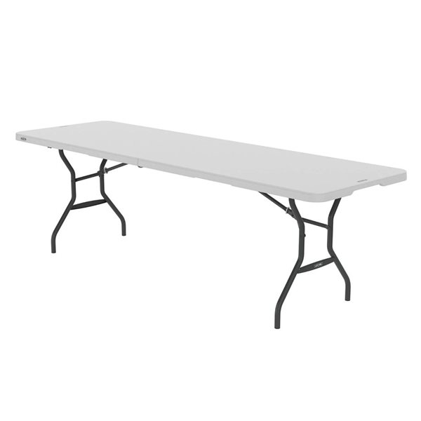 Table pliante commerciale légère Lifetime 96 x 30 po avec plateau en polyéthylène granit blanc