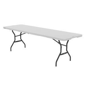 Table pliante commerciale légère Lifetime 96 x 30 po avec plateau en polyéthylène granit blanc