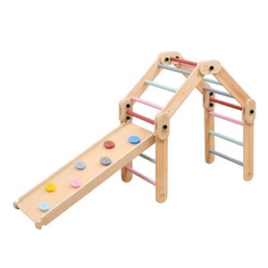 Jeu modulaire Pikler de Funphix en bois avec rampe et glissade, coloré