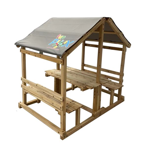 Maison de jeu en bois pour enfants Funphix avec table et bancs