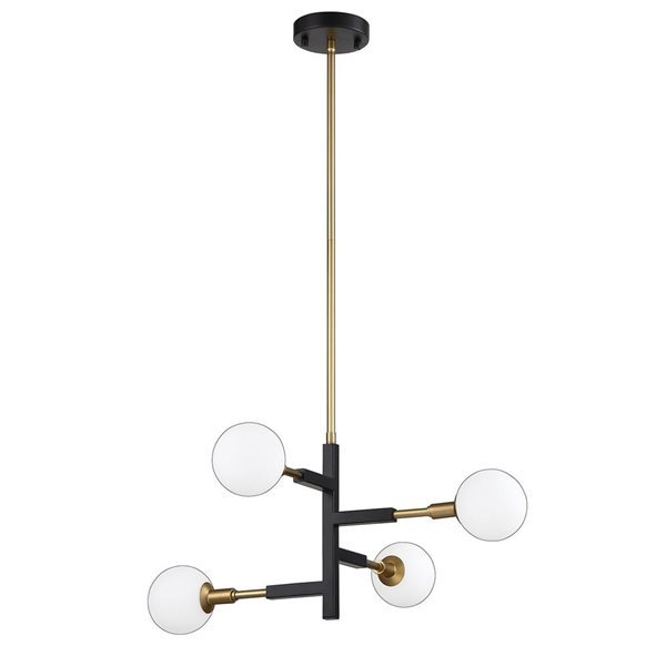 Kendal Lighting AMBIENCE Black/ Brass 4-Light Pendant/Semi-Flush Mount