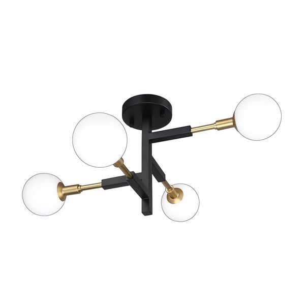 Kendal Lighting AMBIENCE Black/ Brass 4-Light Pendant/Semi-Flush Mount