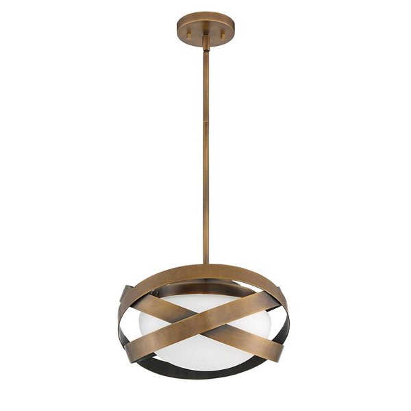 Kendal Lighting SATURN Brass 1-Light Metal & Glass Pendant