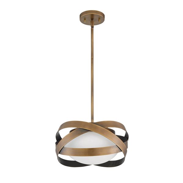 Kendal Lighting SATURN Brass 1-Light Metal & Glass Pendant