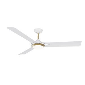 Kendal Lighting ORI 60-in LED Ceiling Fan - Matte White and Oilcan Brass Finish