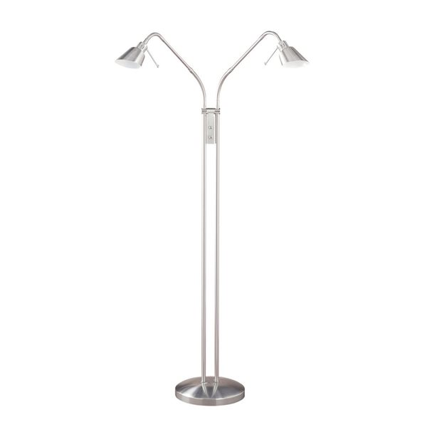 Kendal Lighting OSLO TWINS Satin Nickel 2-Light Floor Lamp