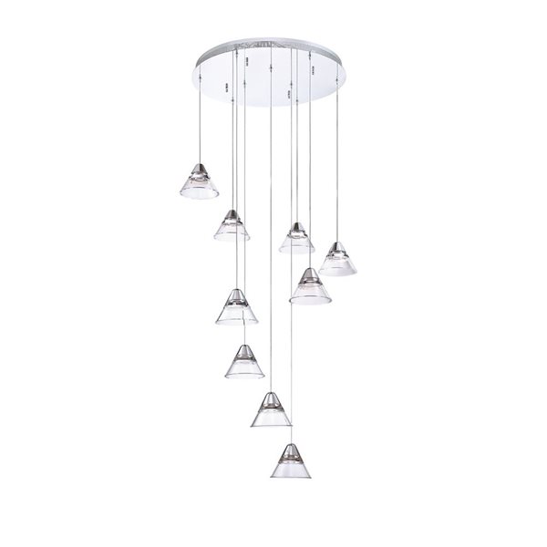 Kendal Lighting GEO Chrome 9-Light LED Multi-Light Pendant