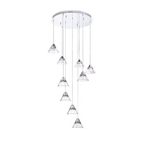 Kendal Lighting GEO Chrome 9-Light LED Multi-Light Pendant