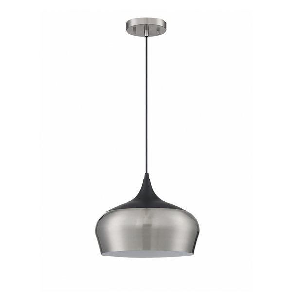 Kendal Lighting ORIAN Satin Nickel/Black 1-Light Pendant