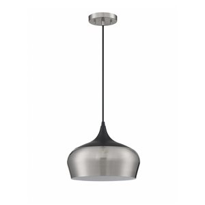 Kendal Lighting ORIAN Satin Nickel/Black 1-Light Pendant