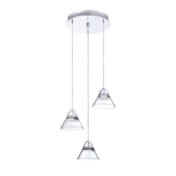 Kendal Lighting GEO Chrome 3-Light LED Multi-Light Pendant