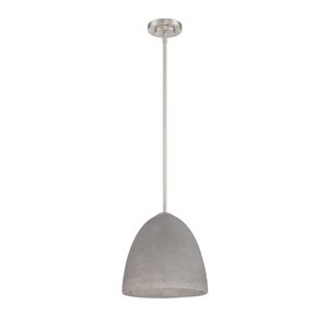 Kendal Lighting MAYSEN Satin Nickel 1 Light Pendant with Cement Shade