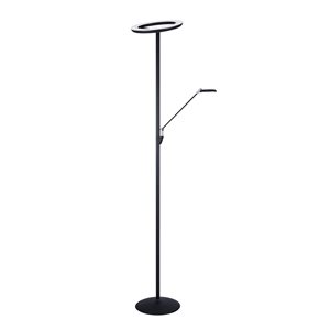 Kendal Lighting NOLA Black and Satin Nickel LED Torchiere