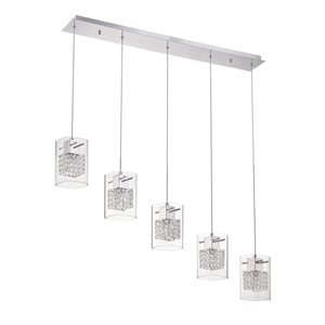 Kendal Lighting POLITAN Chrome 5-Light Pendant Bar