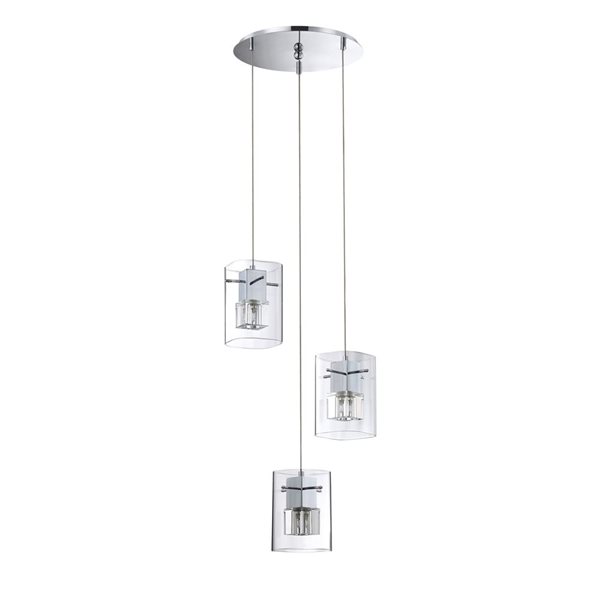 Kendal Lighting METRO Chrome 3-Light Pendant Pan