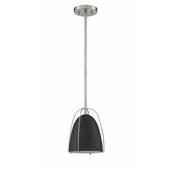 Kendal Lighting VILIA Mini Black/ Satin Nickel 1-Light Pendant