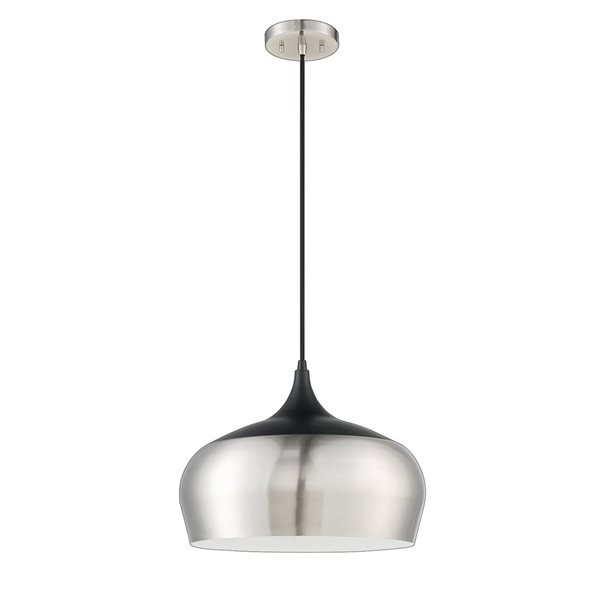 Kendal Lighting ORIAN GRANDE Satin Nickel/Black 1-Light Pendant