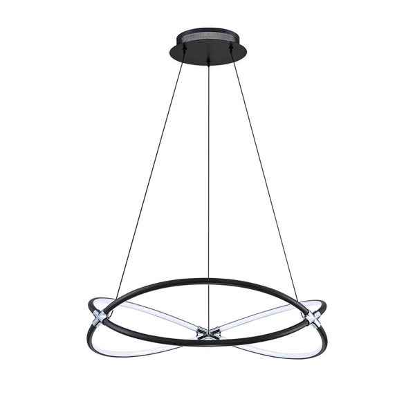 Kendal Lighting HOOP 24-in Black/Chrome LED Pendant