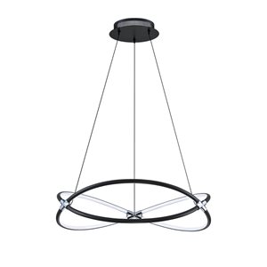 Kendal Lighting HOOP 24-in Black/Chrome LED Pendant