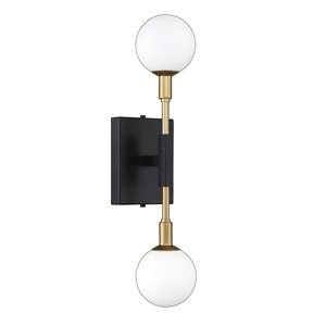 Kendal Lighting AMBIENCE Black/ Brass 2-Light Wall Sconce