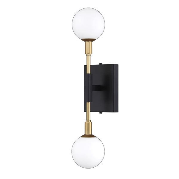 Kendal Lighting AMBIENCE Black/ Brass 2-Light Wall Sconce