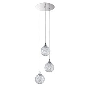 Kendal Lighting SOLARO Chrome 3-Light Pendant Pan